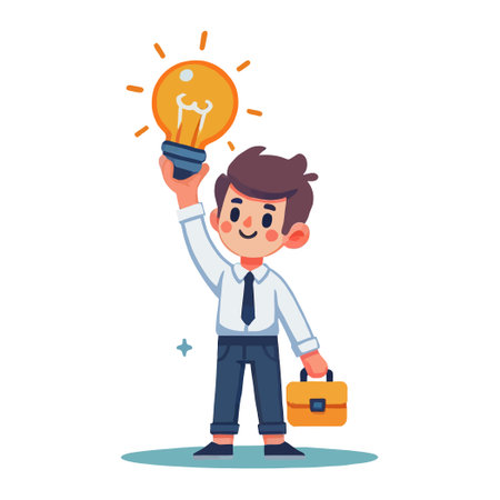 Businessman Holding Illuminated Lightbulb Conceptual Illustrationのイラスト素材