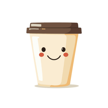 Smiling Coffee Cup Illustration Isolated On White Backgroundのイラスト素材