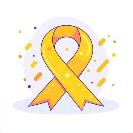 Golden Awareness Ribbon Vector Illustration With Abstract Backgroundのイラスト素材