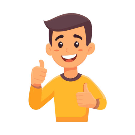 Smiling Man Giving Thumbs Up Isolated On White Backgroundのイラスト素材