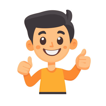 Cheerful Boy Giving Thumbs Up Sign On White Backgroundのイラスト素材