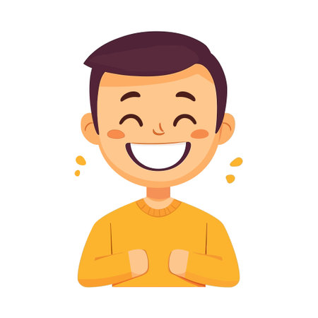 Happy Boy With Clasped Hands Illustration on White Backgroundのイラスト素材