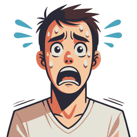 Anxious Man With Sweaty Face Illustration in White Backgroundのイラスト素材