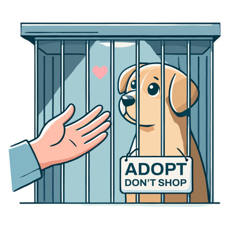Illustration of adopting a dog kept in a cageのイラスト素材