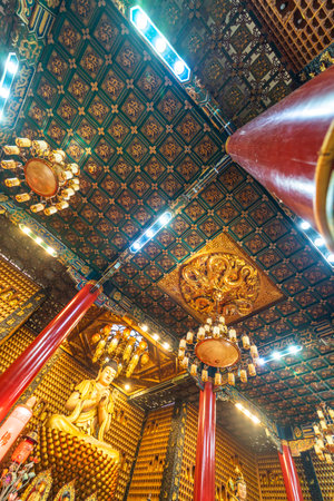 Ho Chi Minh, Vietnam - Dec 26 2020 : Interior of Thousand Buddha Temple or Chua Van Phat pagoda in...