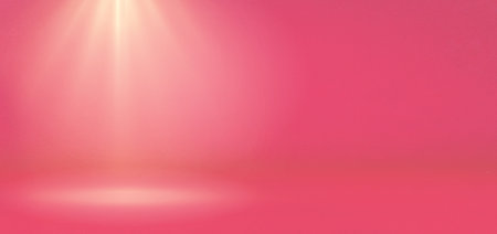 Banner of abstract chromatic pink gradient spotlight room texture background. Chromatic pink background with little grunge. Studio backdrop wallpaper light room wall and empty space.の写真素材