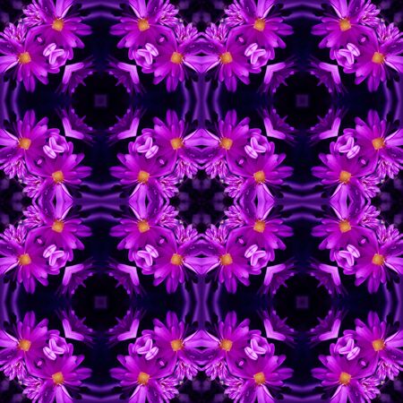 Seamless Purple Flowers Retro Abstractの写真素材