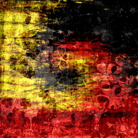 Vintage Colorful Flower Wood Art Texture Backgroundの写真素材