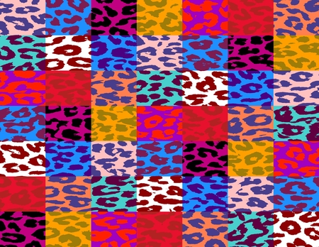 Multicolor Leopard Print Skin Square Pattern 5の写真素材