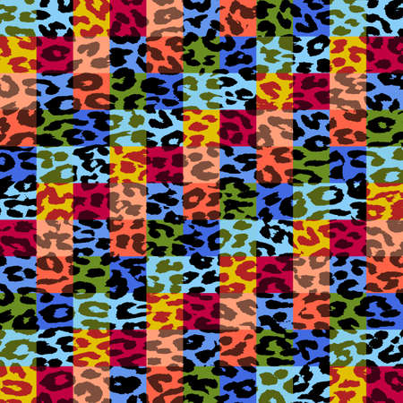 Multicolor Leopard Print Skin Square Pattern 3の写真素材