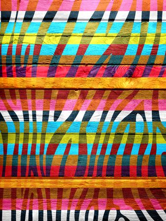 Art Colored Zebra Print on Woodの写真素材