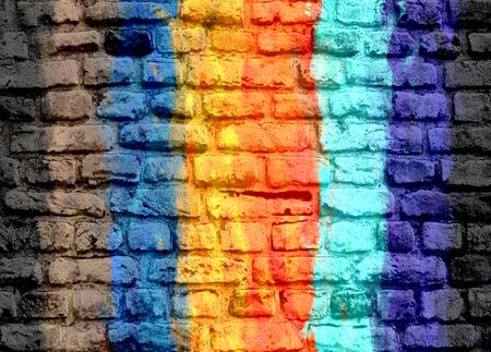 Colorful grunge brick wall backgroundの写真素材
