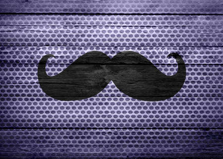 Mustache On Wood and Metal Holeの写真素材