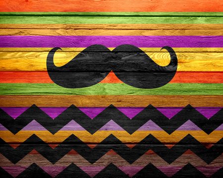 Mustache Chevron Stripe Wood の写真素材