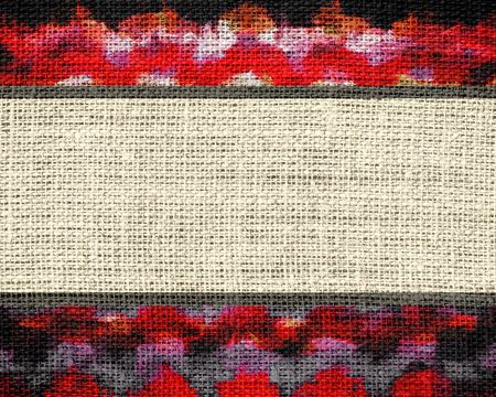 Burlap Fabric Canvas Textured with Paint Brush Stroke Backgroundの写真素材