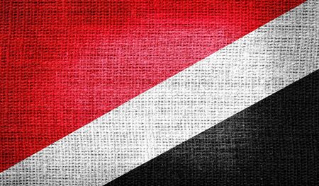 Sealand, Principality of National Flag on burlap fabricの写真素材