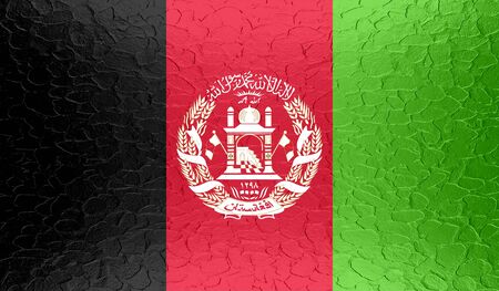 Afghanistan flag on metallic metal textureの写真素材