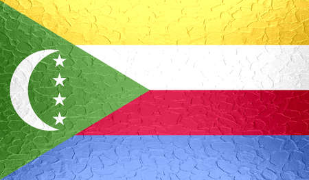 Comoros flag on metallic metal textureの写真素材
