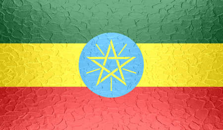 Ethiopia flag on metallic metal textureの写真素材