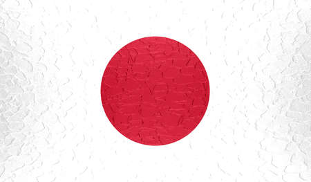 Japan flag on metallic metal textureの写真素材