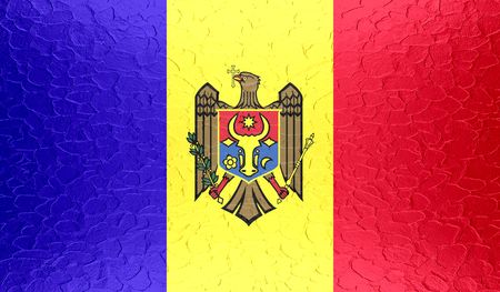 Moldova flag on metallic metal textureの写真素材