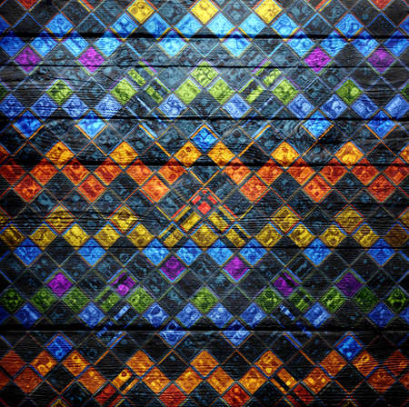 Colorful mosaic wood texture backgroundの写真素材