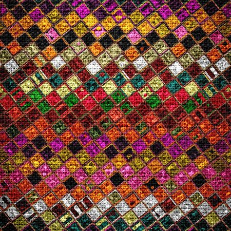 Colorful mosaic burlap texture backgroundの写真素材
