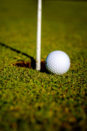 Golf ball on green grass