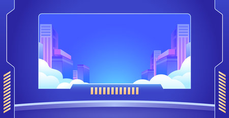 Smart city, future city seen through the light control central stationのイラスト素材