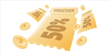 Voucher card cash back template design with coupon code promotion. Premium special price offers sale coupon.のイラスト素材