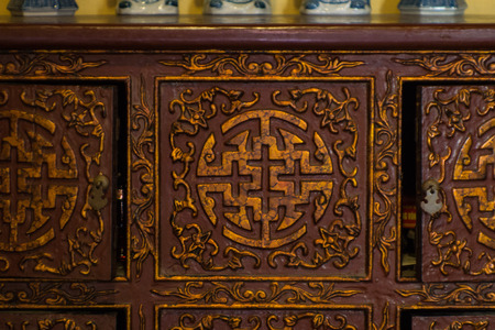 the antique asia wood pattern on furnitureのeditorial素材