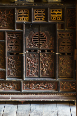 the antique asia wood pattern on furnitureのeditorial素材