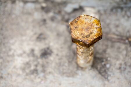 the head bolts on a concrete floorの写真素材