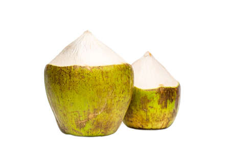 Green coconuts isolated on white back groundの写真素材