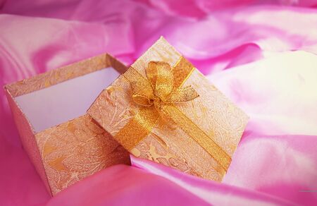 Christmas gift box fabic on pink fabric