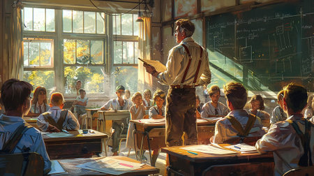 Unidentified students in the classroom of Moscow State University.の素材