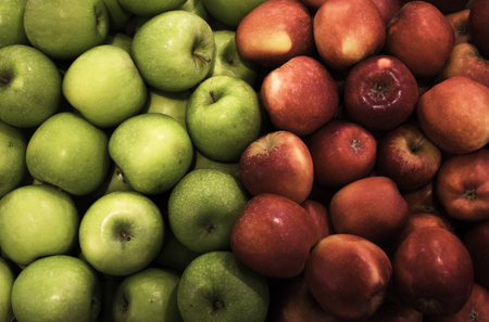 Green and red apples symmetryの写真素材