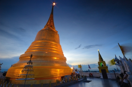 Sunset on Goalden Mountain in Wat Saket,Thailand.の写真素材