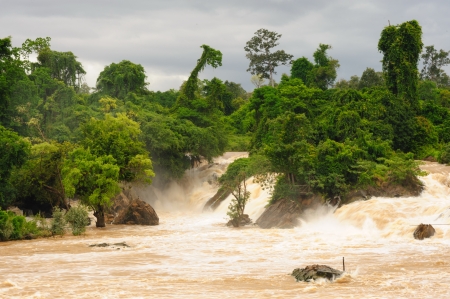 The power of straem in Con Pa Peng waterfall, Laos の写真素材