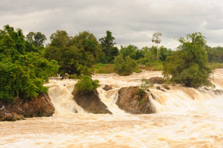 The power of straem in Con Pa Peng waterfall, Laos の写真素材