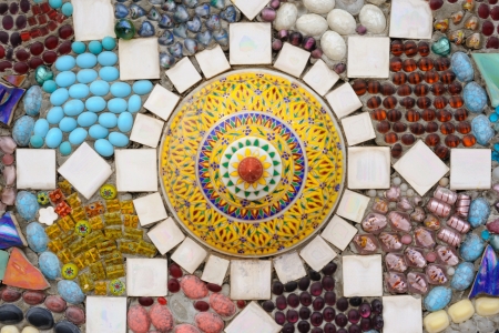 Mosaic ceramic, chinaware abstract in Thai temple の写真素材