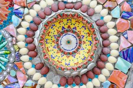 Mosaic ceramic, chinaware abstract in Thai temple.の写真素材