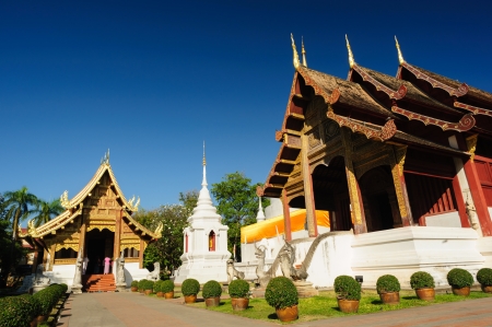 Phra Singh temple sunny day is located in the western part of the old city center of Chiang Mai, Thailand のeditorial素材
