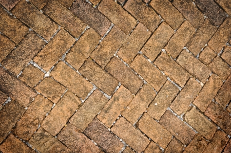 Old dirty brick stone floor texture in garden 