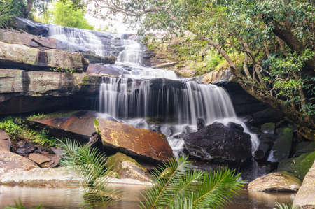 Beautiful waterfall in the deep jungle, Thailand 
