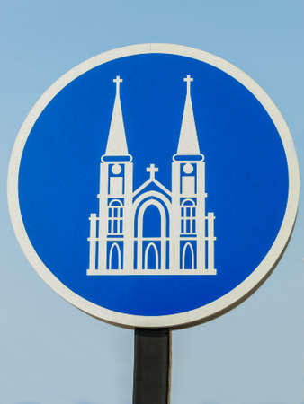 Church Signs in sunny day  in Chanthaburi province, Thailand の写真素材
