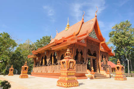 Beautiful temple is teak wood sanctuary in Chanthaburi, Thailand.の写真素材