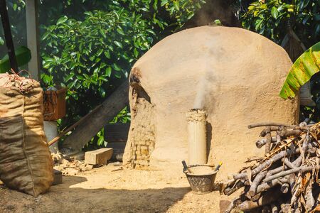 Small charcoal incinerator in the countryside, Thailand.の写真素材