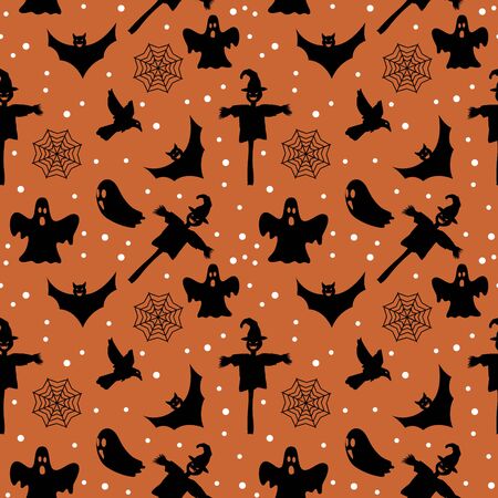 Seamless halloween pattern with scarecrowの写真素材