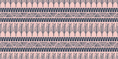 Bohemian seamless pattern with stripes tribal ethnic motif and feather. Vector illustration for fashion wrapping and textile print.の写真素材